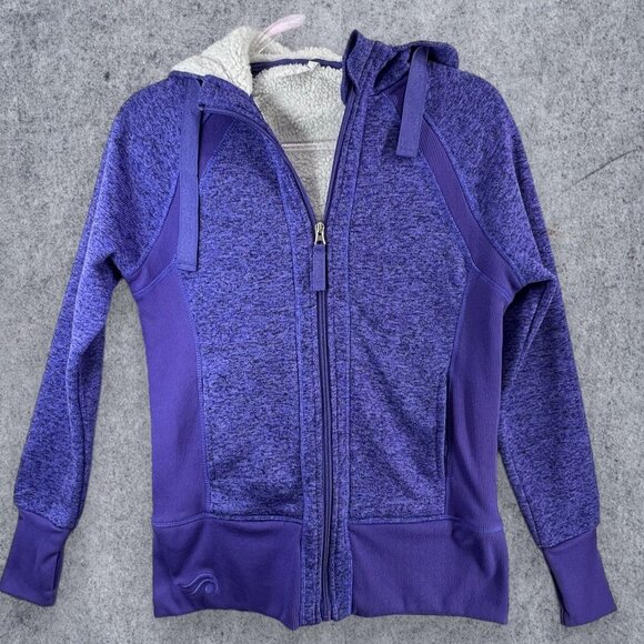 IDEOLOGY Jacket Womens Small Sherpa Lined Zip Up Hoodie in Purple - Picture 1 of 11
